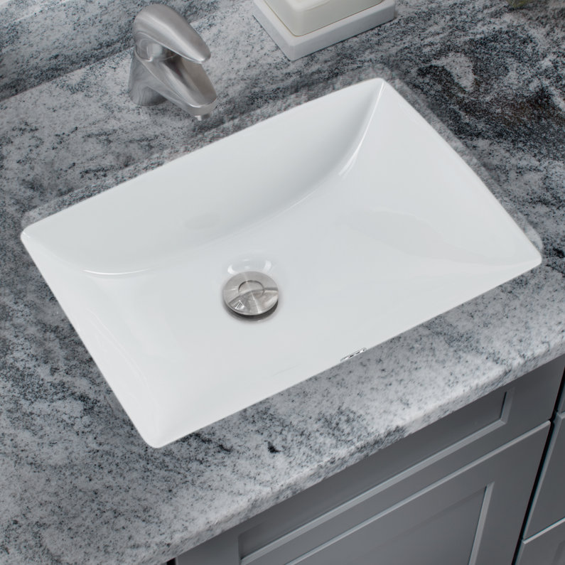 Glazed Vitreous China Rectangular Undermount Bathroom Sink with